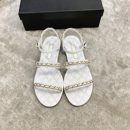 Chanel Womens Shoes Sandals Suede Calfskin