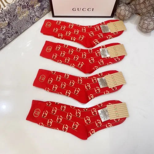 Gucci Socks 4 Pairs with Original Box Luxury Brand Breathable Gucci Sock