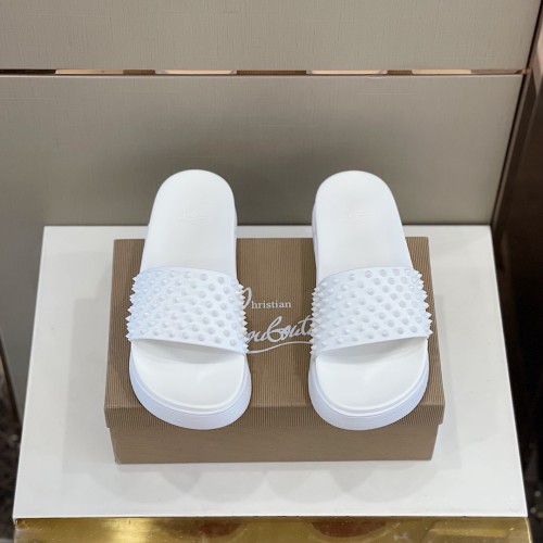 Christian Louboutin CL Men Shoes Slippers Luxury Brand Red Botton Mens Slides with Original Box