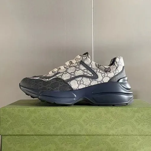 Gucci Womens Shoes Sneakers Luxury Brand Women's GG Rhyton sneaker Beige and blue GG Supreme canvas with Original Box ‎692909 UIQ20 1060