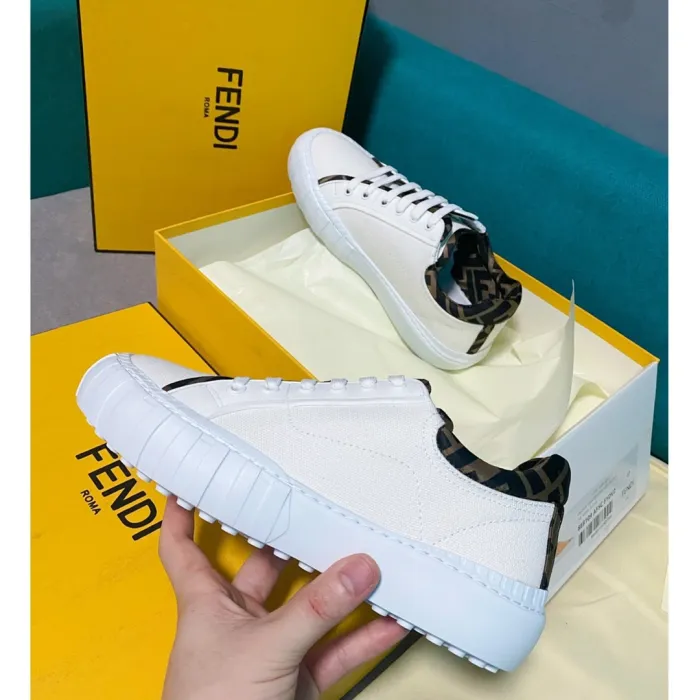 Fendi Mens Shoes FENDI FORCE White Canvas and TPU Low-tops 8E8110AF5AF1DV4 with Original Box