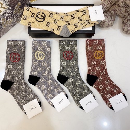 Gucci Socks 5 Pairs with Original Box Luxury Brand Breathable Gucci Sock