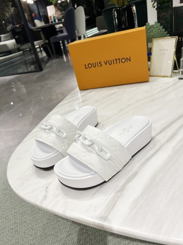 Louis Vuitton Womens Shoes Sandals Slippers Luxury Brand Louis Vuitton JUMBO FLATFORM MULE with Original Box 1A9QYY