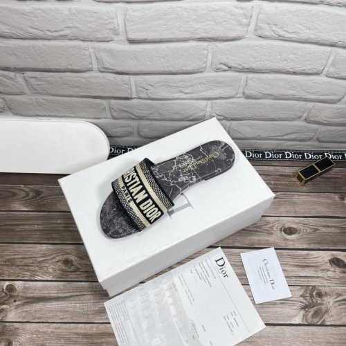 Dior Women Shoes Mule DWAY SLIDE Luxury Brand Womens Sandals Slippers with Original Box