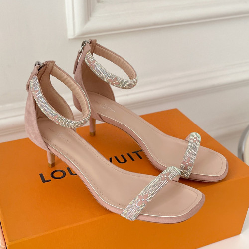 Louis Vuitton Womens Shoes Sandals Slippers Luxury Brand APPEAL SANDAL 1A965J Suede baby goat leather and strass with Original Box 5.5cm Heel