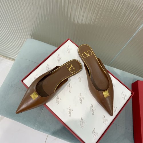 Valentino Women Shoes Mule Flip Flop Sandals ROMAN STUD FLAT MULE IN CALFSKIN with Original Box Luxury Brand