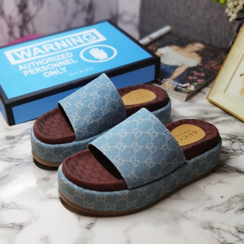 Gucci Mens Shoes Sandals Slides Slippers Luxury Brand Thick Sole Design with Original Box