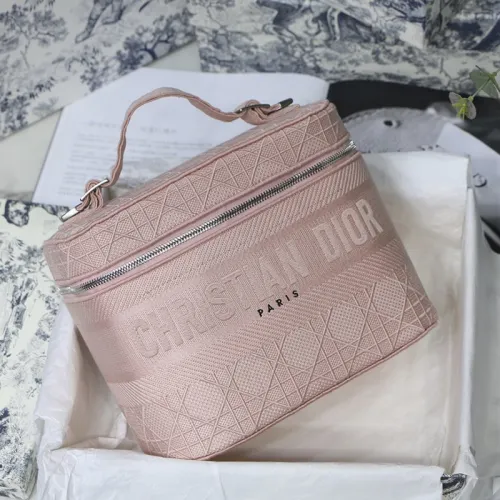 Dior Womens Bags Luxury Brand Fashion DIORTRAVEL VANITY CASE Bois De Rose Cannage Embroidery S5480VREY_M957