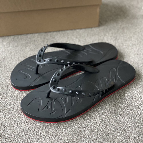 Christian Louboutin Men Shoes Slippers Luxury Brand Red Botton Mens Slides with Original Box Flip Flops