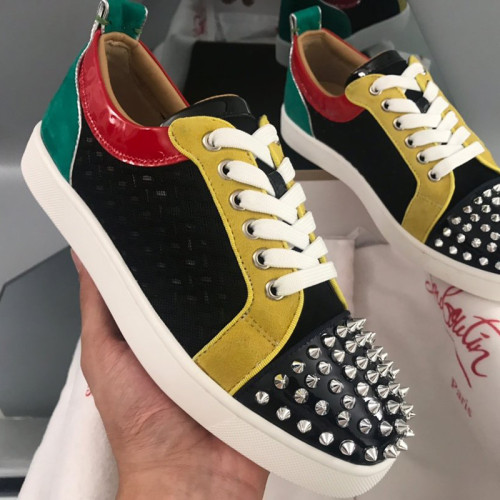 Christian Louboutin Mens Shoes Luxury Brand Red Bottom Design Louis Junior Spikes Flat with Original Box CL sneakers