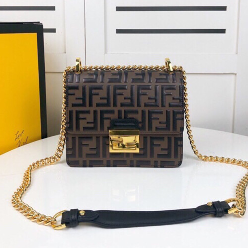 Fendi Womens Bags Shoulder Bags Luxury Brand FENDI Kan U leather bag with Original Box