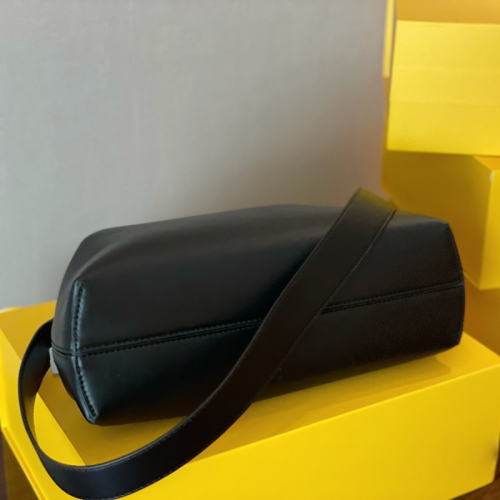 Fendi Womens Bags Clutch Luxury Brand FENDI FIRST MEDIUM Black leather bag 8BP127ABVEF0KUR with Original Box