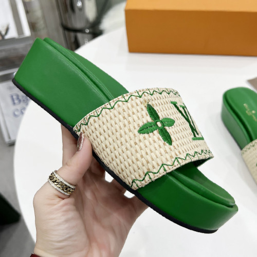 Louis Vuitton Womens Shoes Sandals Slippers Luxury Brand Louis Vuitton JUMBO FLATFORM MULE with Original Box 1A9QYY