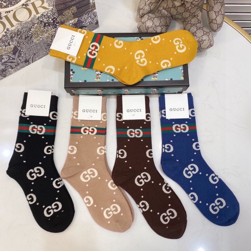 Gucci Socks 5 Pairs with Original Box Luxury Brand Breathable Gucci Sock
