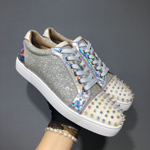 Christian Louboutin Mens Shoes Luxury Brand Red Bottom Design Louis Junior Spikes Flat with Original Box CL sneakers