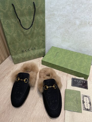 Gucci Womens Shoes Casual Loafers Design Luxury Brand Leather Princetown with Original Box