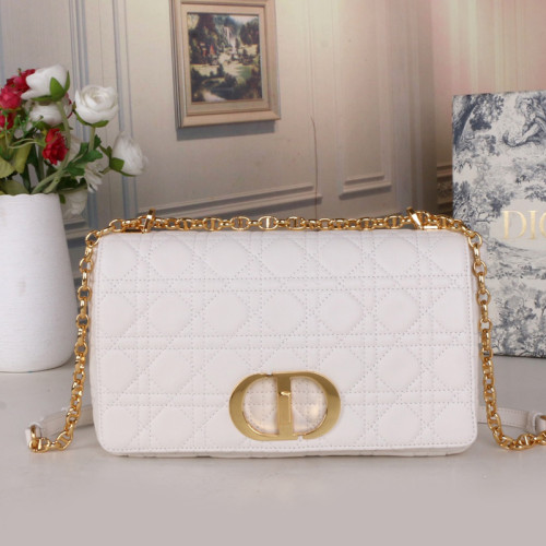 Dior Womens Bags Crossbody Bag LARGE DIOR CARO BAG Ivory Supple Cannage Calfskin with Original Box M9243UWHC_M35U