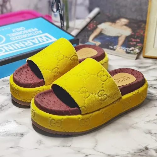 Gucci Mens Shoes Sandals Slides Slippers Luxury Brand Thick Sole Design with Original Box