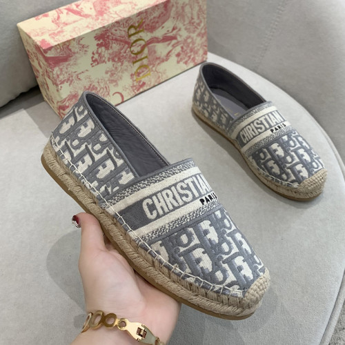 Dior Women Shoes Luxury Brand Design Dior Espadrille Nude Mesh Embroidery Womens Shoes with Original Box