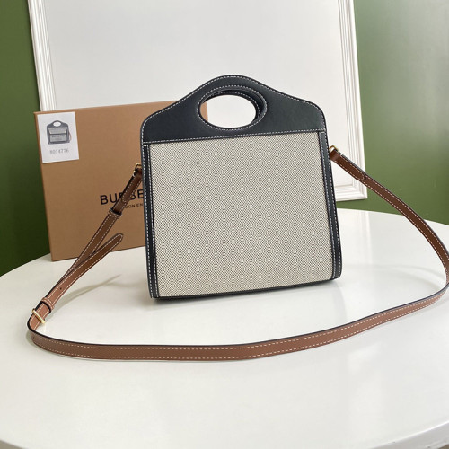 Burberry Womens Bag Mini Two-tone Canvas and Leather Pocket Bag