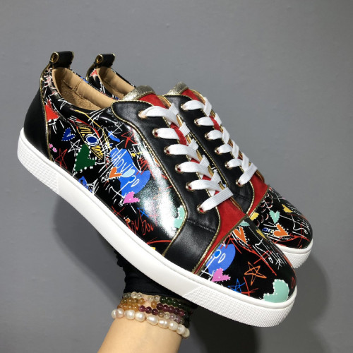 Christian Louboutin Mens Shoes Luxury Brand Red Bottom Design Louis Junior Spikes Flat with Original Box CL sneakers