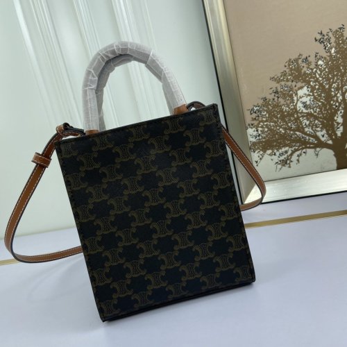 Celine Womens Bag SMALL CABAS VERTICAL IN TRIOMPHE CANVAS