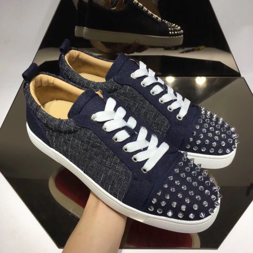Christian Louboutin Mens Shoes Luxury Brand Red Bottom Design Louis Junior Spikes Flat with Original Box CL sneakers