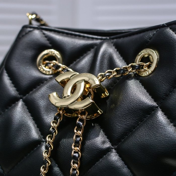 Chanel Womens Bags Drawstring Chain Bucket Bag