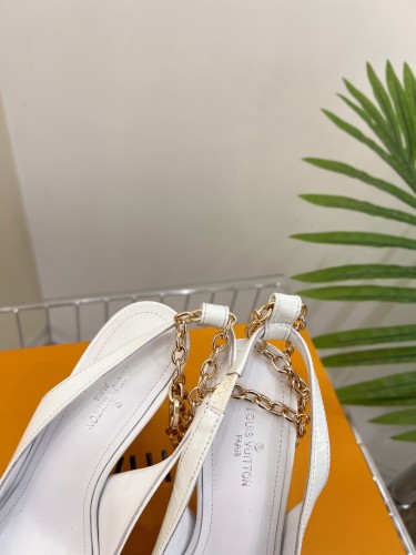Louis Vuitton Womens Shoes Sandals Slippers Leather Design Luxury Brand MANSION SL.BACK PUMP 9cm Heel Fashion Sandals with Original Box 1A964O