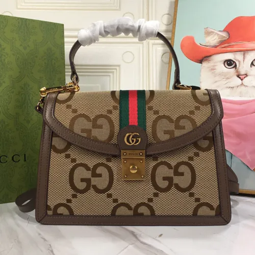 Gucci Womens Bags Shoulder Messenger Bag Luxury Brand Gucci Ophidia small top handle bag in GG supreme canvas with Original Box 651055 UKMDG 2570