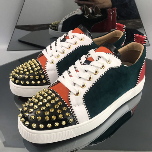 Christian Louboutin Mens Shoes Luxury Brand Red Bottom Design Louis Junior Spikes Flat with Original Box CL sneakers
