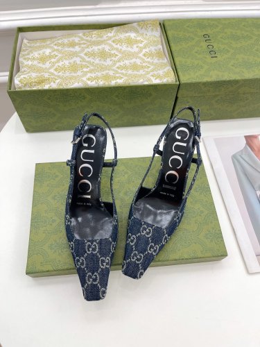 Gucci Womens Shoes Slingback Pumps 7.5cm Heel Luxury Brand Wedding Fashion Shoes for Women with Original Box
