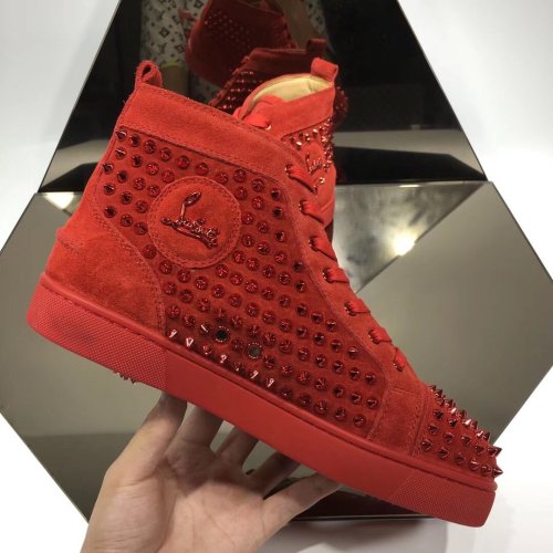 Christian Louboutin Mens Shoes Luxury Brand Red Bottom Design Louis Junior Spikes Flat with Original Box CL sneakers