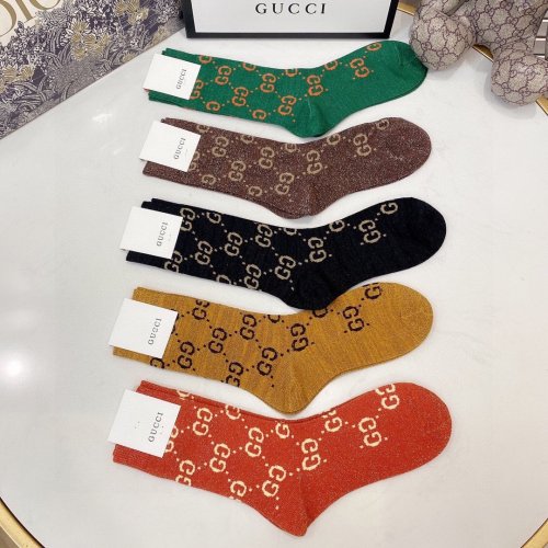 Gucci Socks 5 Pairs with Original Box Luxury Brand Breathable Gucci Sock