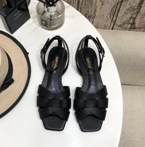Saint Laurent YSL Womens Shoes TRIBUTE FLAT SANDALS IN SMOOTH LEATHER 620090DWE001000