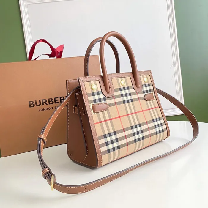 Burberry Womens Bag Mini Vintage Check Two-handle Title Bag