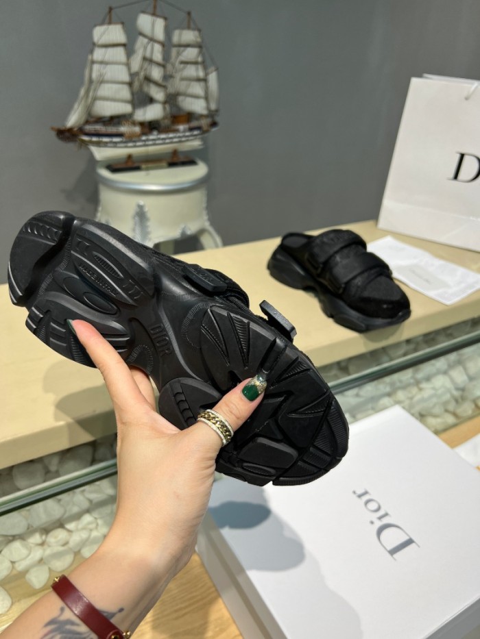 Dior Women Shoes Slippers SLIDE Luxury Brand D-WANDER SLIDE Deep Blue Dior Oblique Technical Fabric KCQ351OBY_S56B with Original Box