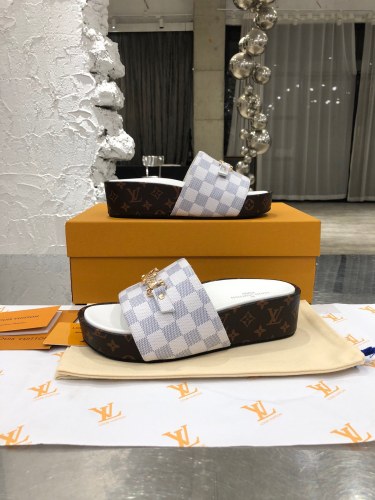 Louis Vuitton Womens Shoes Sandals Slippers Luxury Brand Louis Vuitton JUMBO FLATFORM MULE with Original Box 1A9QYY
