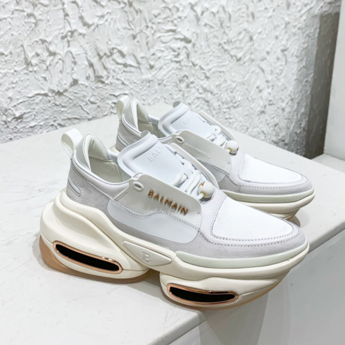 Balmain Women Shoes Sneakers Luxury Brand White leather and suede B-Bold low-top sneakers UN1C541LSSY0FA