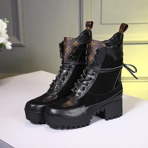 Louis Vuitton Women Shoes Boots Luxury Brand Fashion Ankle Boots LAUREATE PLATFORM DESERT BOOT