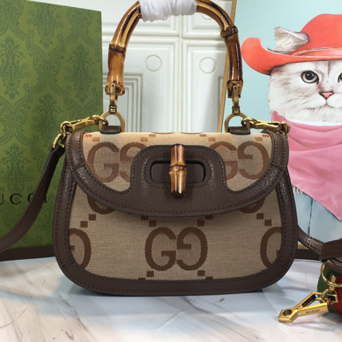 Gucci Womens Bags Handbags Shoulder Messenger Bags Luxury Brand Gucci Bamboo 1947 jumbo GG small top handle bag 675797 UKMDT 2570 with Original Box