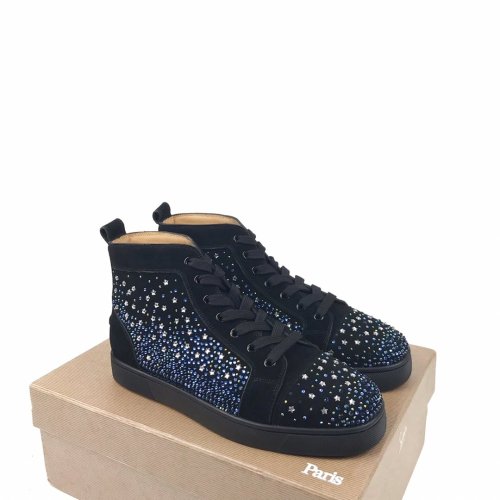 Christian Louboutin Mens Shoes Luxury Brand Red Bottom Design Louis Junior Spikes Flat with Original Box CL sneakers