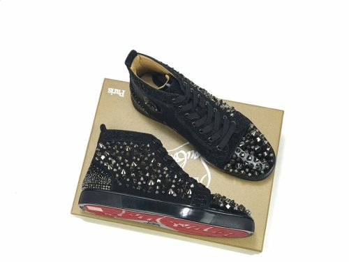 Christian Louboutin Mens Shoes Luxury Brand Red Bottom Design Louis Junior Spikes Flat with Original Box CL sneakers