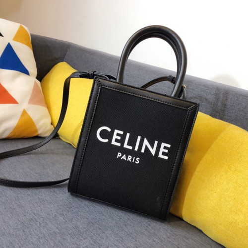 Celine Womens Bag MINI VERTICAL CABAS CELINE IN TEXTILE WITH CELINE PRINT AND CALFSKIN 193302CSU.38NO