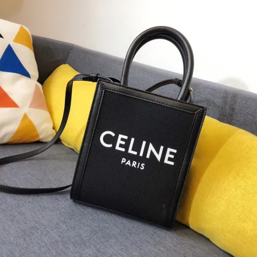 Celine Womens Bag MINI VERTICAL CABAS CELINE IN TEXTILE WITH CELINE PRINT AND CALFSKIN 193302CSU.38NO