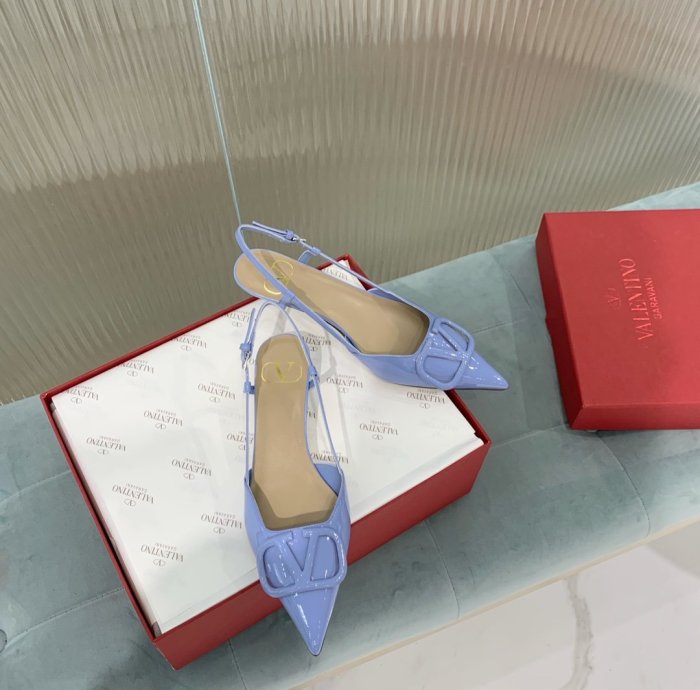 Valentino Women Shoes Mule Flip Flop Sandals VLOGO SIGNATURE CALFSKIN SLINGBACK PUMP 35MM with Original Box