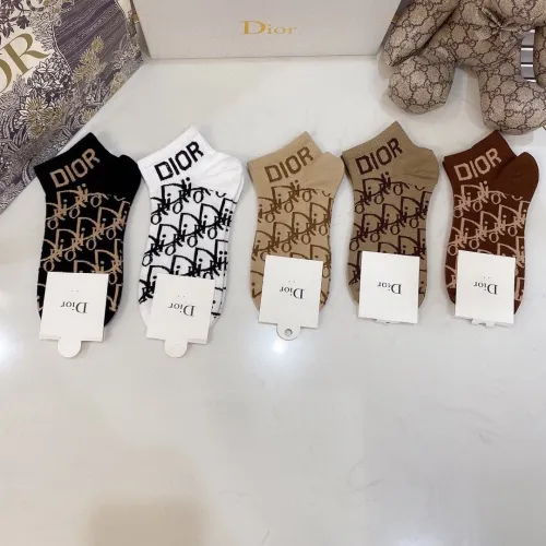 Dior Socks 5 Pairs with Original Box Luxury Brand Breathable Dior Sock