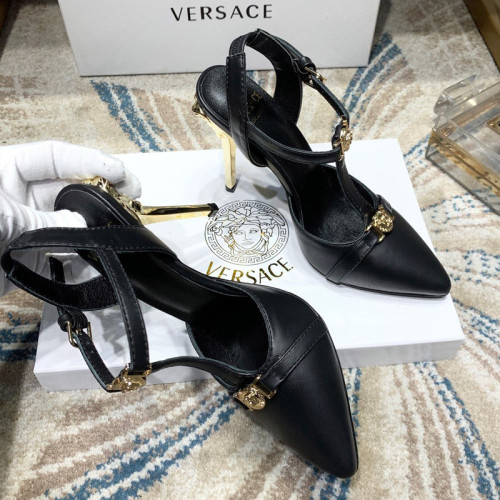 Versace Brand Womens Sandals Shoes Leather Big Size LA MEDUSA SLING-BACK PUMPS High Heel Design Luxury Brand Sandals for Women