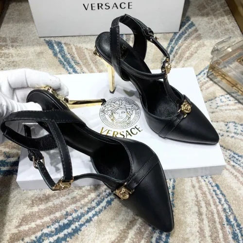 Versace Brand Womens Sandals Shoes Leather Big Size LA MEDUSA SLING-BACK PUMPS High Heel Design Luxury Brand Sandals for Women