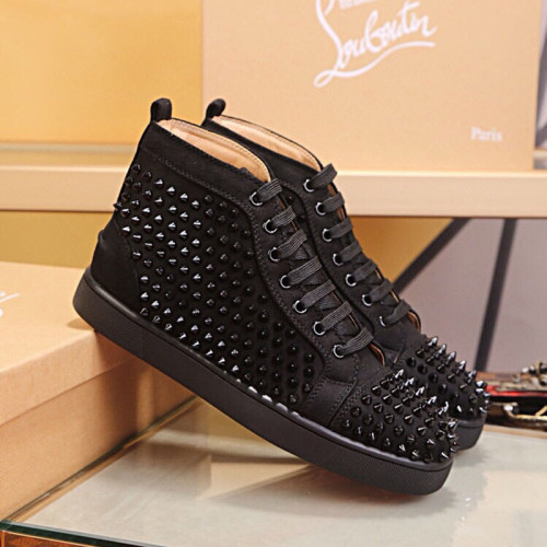 Christian Louboutin Mens Shoes Luxury Brand Red Bottom Design Louis Orlato High Top Fashion Sneakers with Original Box